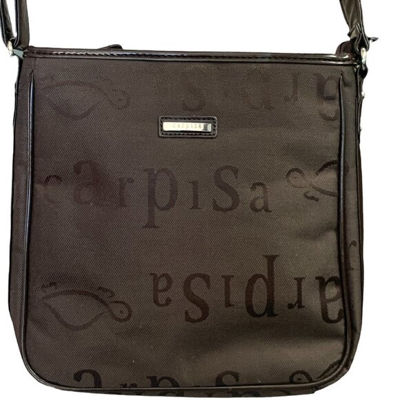Carpisa Italian Crossbody Shoulder Bag Vegan Polyester  Brown #13J - Picture 1 of 6